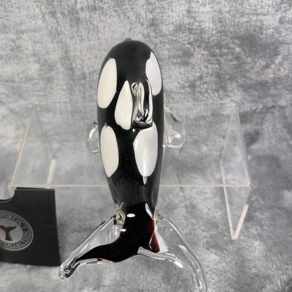 SeaWorld Home‎ Collection Glass Orca Figurine Shamu Art Glass Etched w Card - Picture 12 of 16
